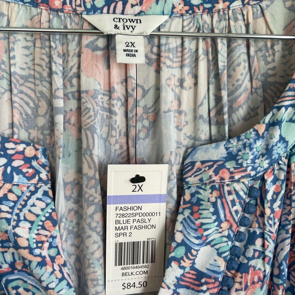 Crown & Ivy Blue Paisley Dress Size 2X